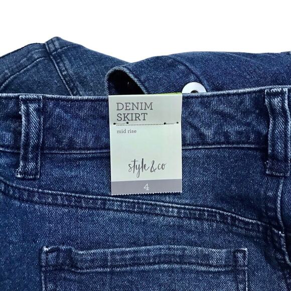 Style & Co NWT Medium Wash Mini Jean Skirt Women 4 - Picture 13 of 16